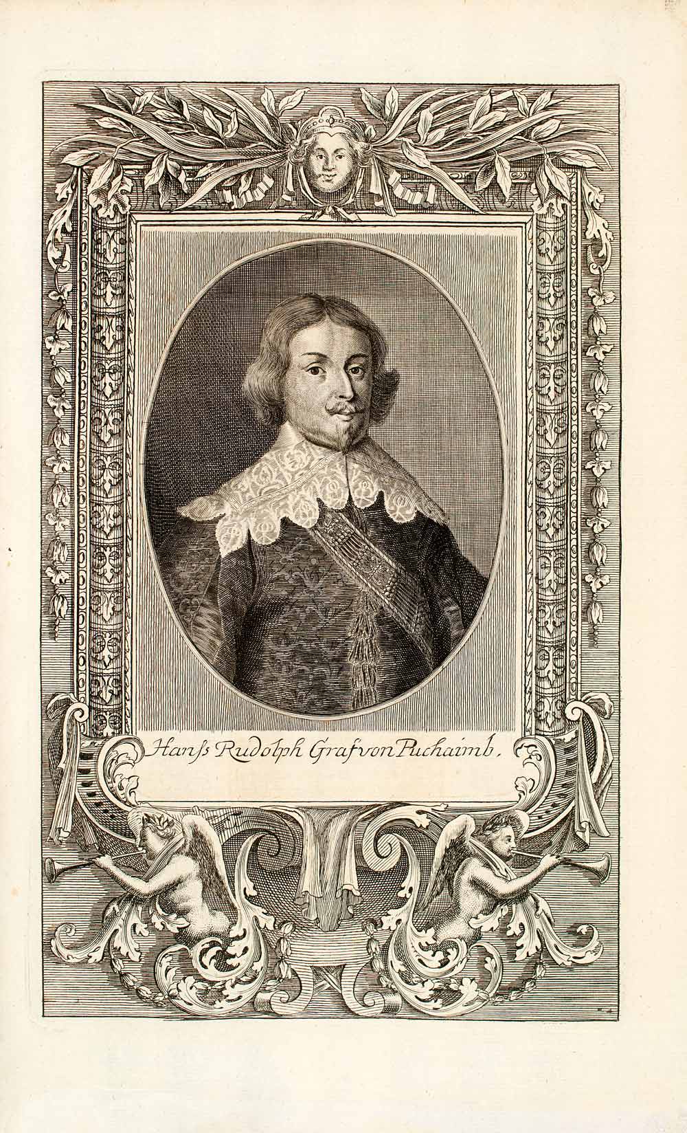 1722 Copper Engraving Portrait Hans Rudolph Graf Von Puchaimb Holy Roman EUM5