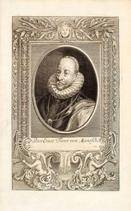 1722 Copper Engraving Portrait Peter Ernst I Furst Von Mansfeld Eighty EUM5