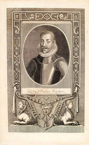 1722 Copper Engraving Portrait Siegfried Freiherr Von Breuner Habsburg EUM5