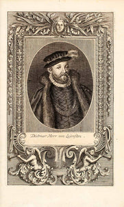 1722 Copper Engraving Portrait Dietmar Herr Von Losensten Losenstein EUM5
