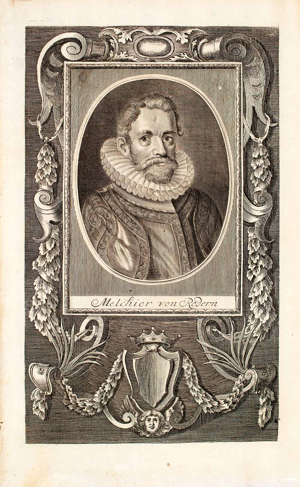 1722 Copper Engraving Portrait Melchior Baron Von Redern Imperial Military EUM5