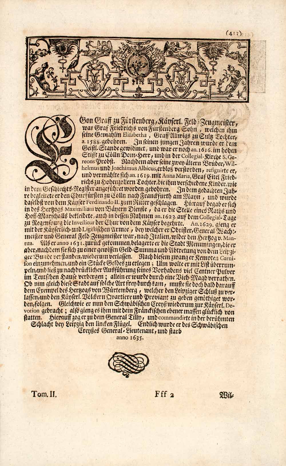 1722 Copper Engraving Portrait Egon Graf Von Furstenberg Holy Roman Empire EUM5