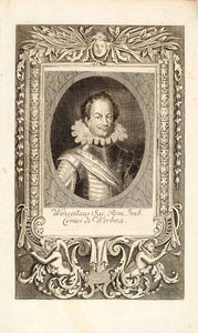 1722 Copper Engraving Portrait Wenceslaus Sac. Rom. Imb. Comes Wirban EUM5