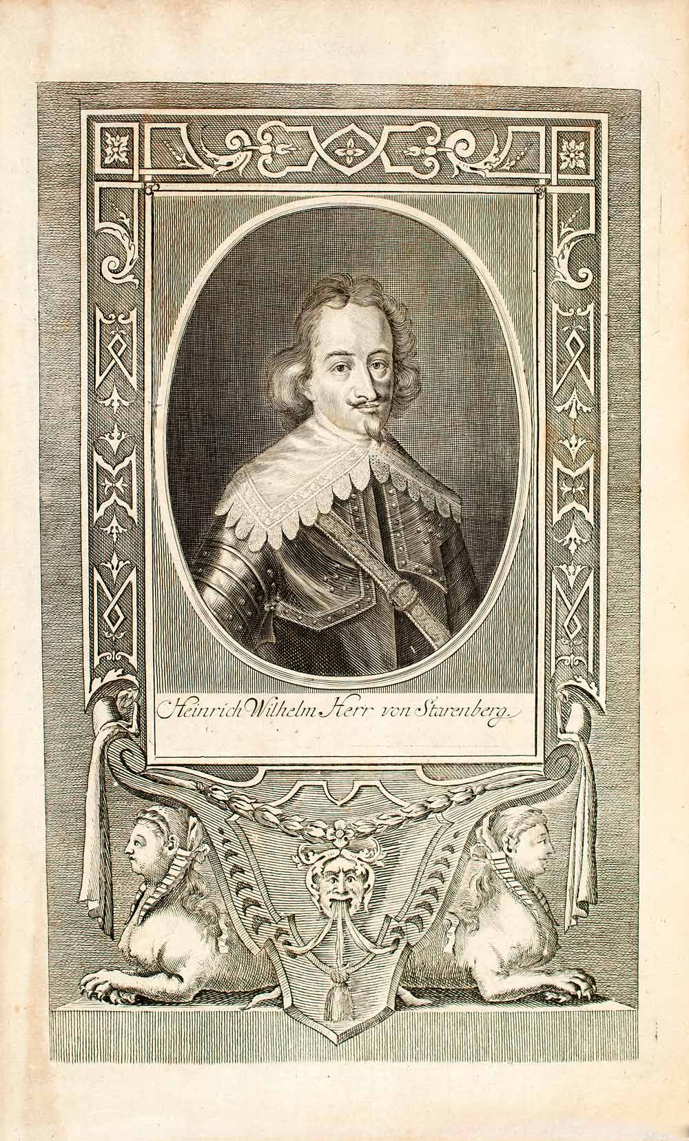 1722 Copper Engraving Portrait Heinrich Herr Von Starenberg Baldric Armor EUM5