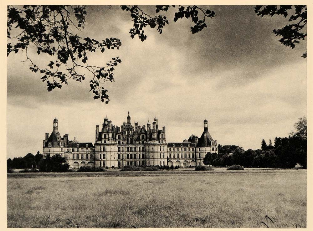 1943 Chateau De Chambord France Loire Valley Disney - ORIGINAL PHOTOGRAVURE EUR1