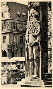 1943 Bremen Count Roland Germany Statue Sculpture - ORIGINAL PHOTOGRAVURE EUR1