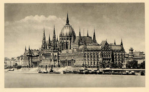 1943 Budapest Parliament Hungary Orszaghaz Danube River - ORIGINAL EUR1