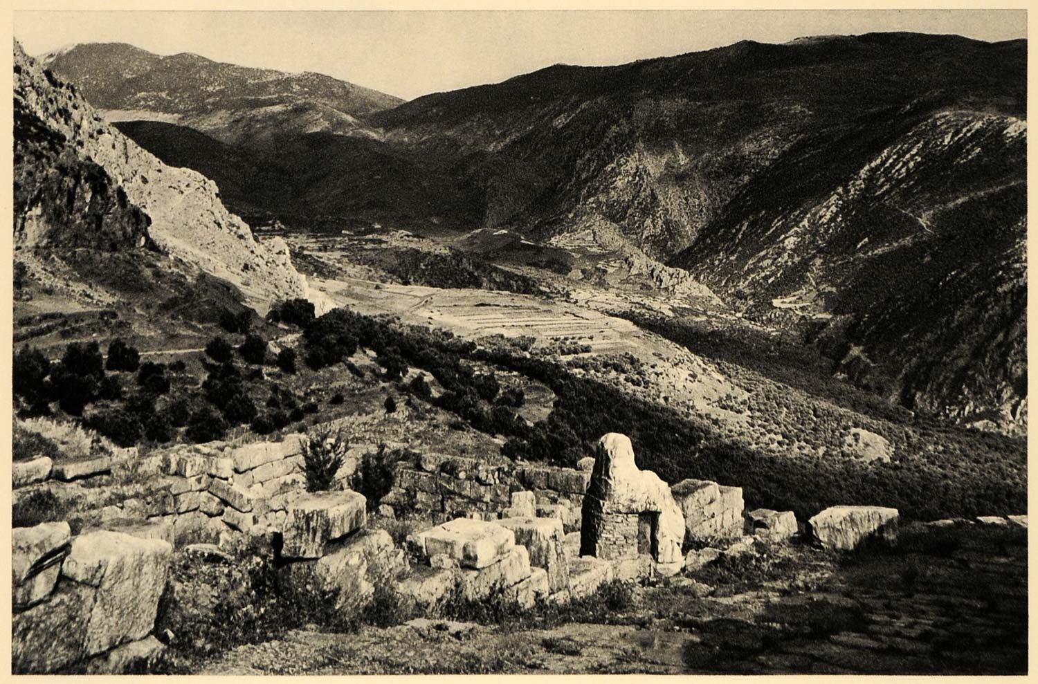 1943 Delphi Delphoi Greece Ruin Valley Structure Stone - ORIGINAL EUR2