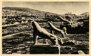 1943 Delos Terrace Stone Lions Ancient Sculptures Guardians Hills Greece EUR2