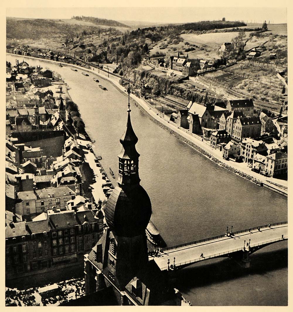 1943 Dinant River Meuse Namur Belgium Church Notre Dame - ORIGINAL EUR2