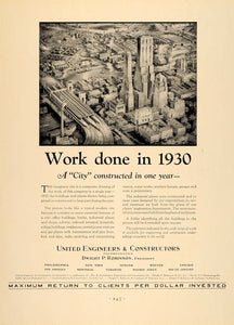 1931 Ad United Engineers & Constructors Buildings - ORIGINAL ADVERTISING F1A