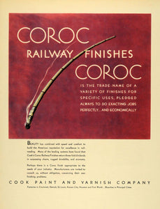 1931 Ad Cook Paint Varnish Manufacturer Coroc Railway - ORIGINAL ADVERTISING F1A
