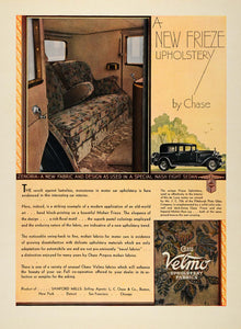 1931 Ad Chase Velmo Frieze Upholstery Fabrics Car Seat - ORIGINAL F1A