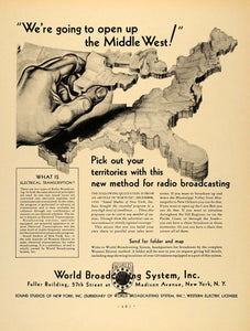 1931 Ad World Broadcasting System New York Radio - ORIGINAL ADVERTISING F1A