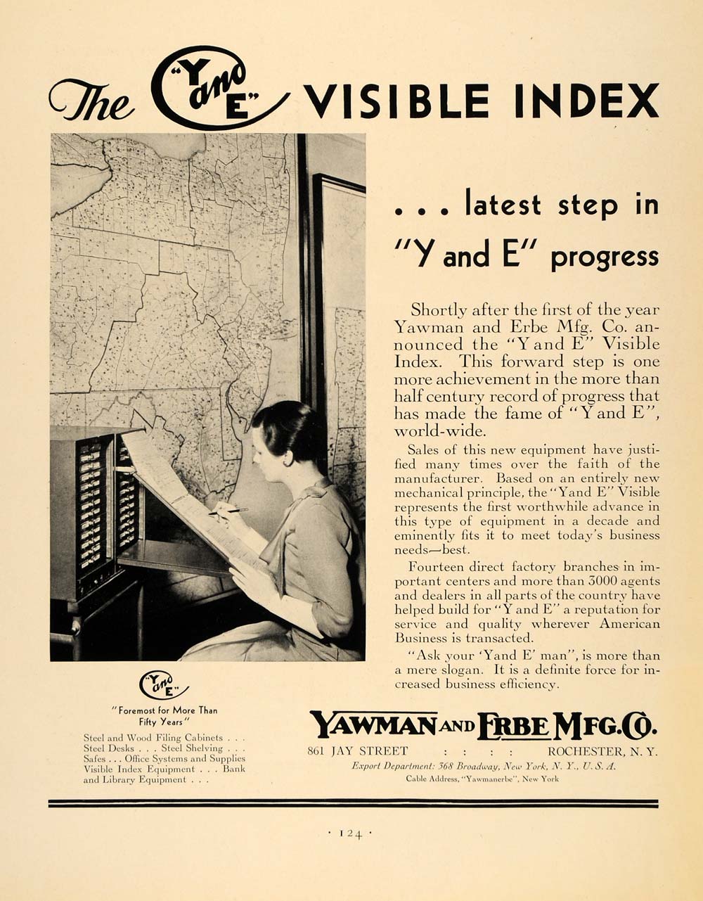 1931 Ad Yawman Erbe Office Systems Supplies 86 Jay St - ORIGINAL ADVERTISING F1A