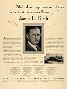 1931 Ad Wood Office Furniture Associates James Kraft - ORIGINAL ADVERTISING F1A