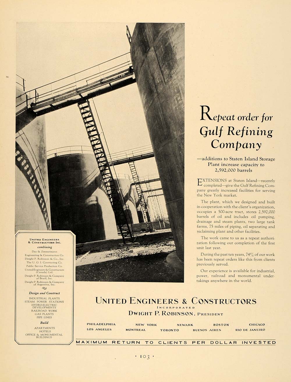 1931 Ad United Engineers Constructors Staten Island - ORIGINAL ADVERTISING F1A