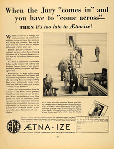 1931 Ad Aetna-Ize Insurance Casualty Charles Forbell - ORIGINAL ADVERTISING F1A