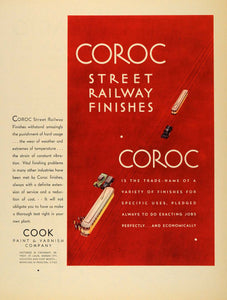 1931 Ad Coroc Street Railway Finish Cook Paint Varnish - ORIGINAL F1A