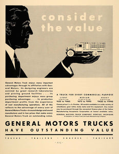 1931 Ad General Motors Trucks Trailers Coaches Pricing - ORIGINAL F1A