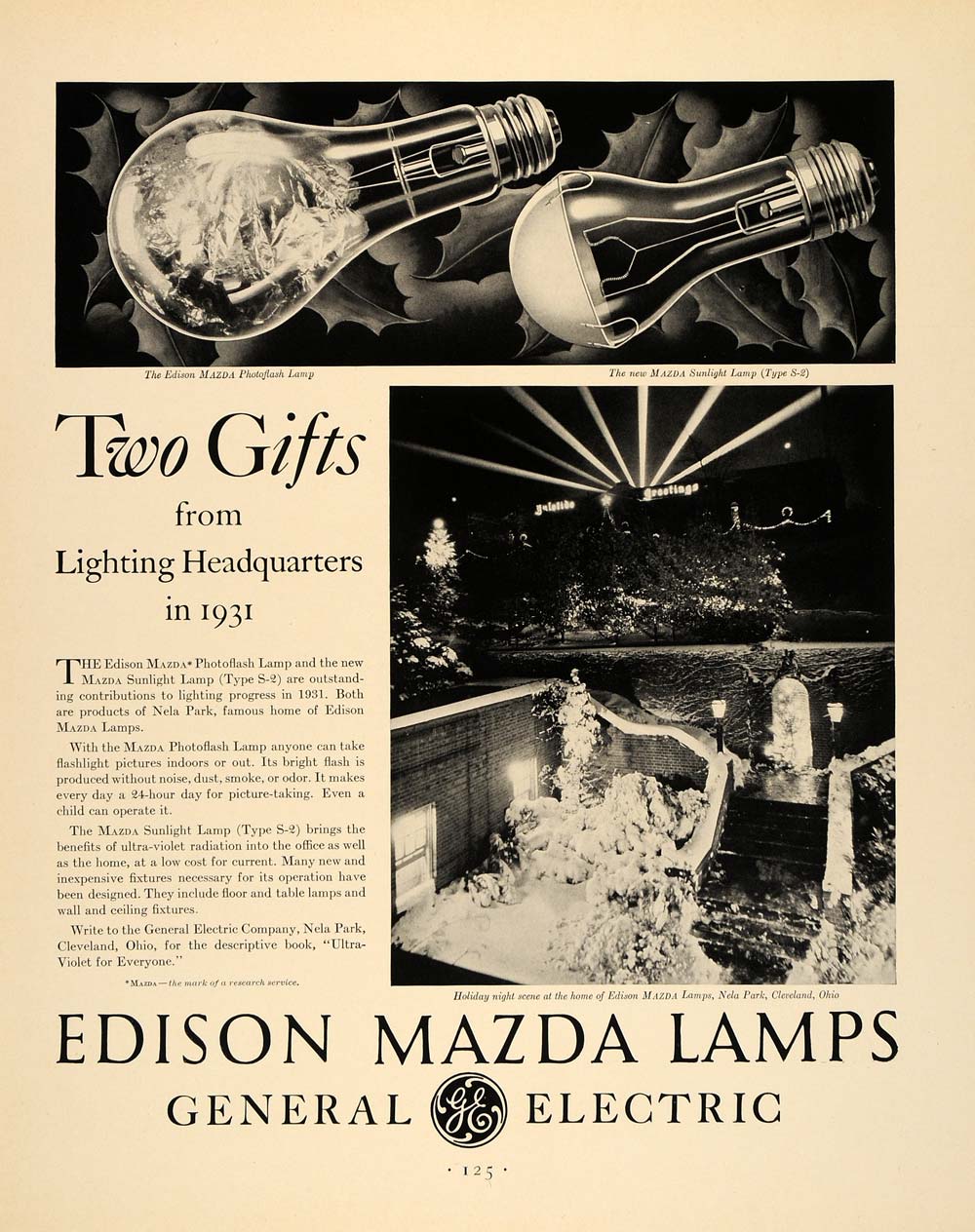 1931 Ad General Electric Edison Mazda Lamp Nela Park - ORIGINAL ADVERTISING F1A