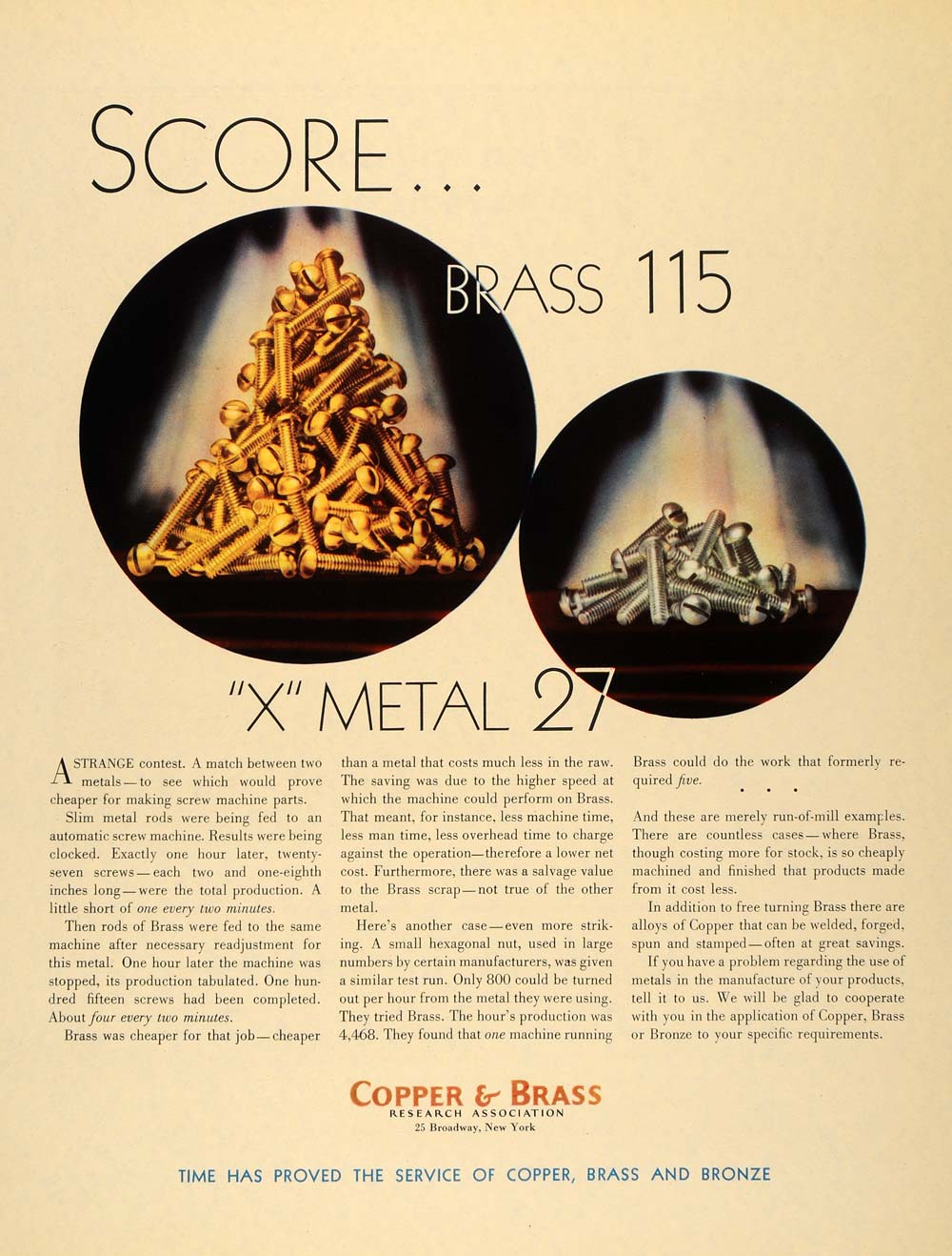 1931 Ad Copper & Brass Research Association Brass 115 - ORIGINAL ADVERTISING F1A