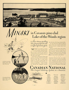 1931 Ad Canadian National Railway System Minaki Canada - ORIGINAL F1A