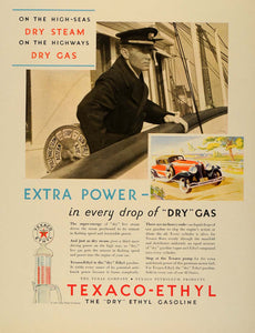1931 Ad Texaco Dry Ethyl Gasoline Oil Fuel Ship Captain - ORIGINAL F1A