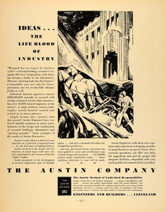 1931 Ad Austin Engineers Builders Cleveland Horse Plow - ORIGINAL F1A