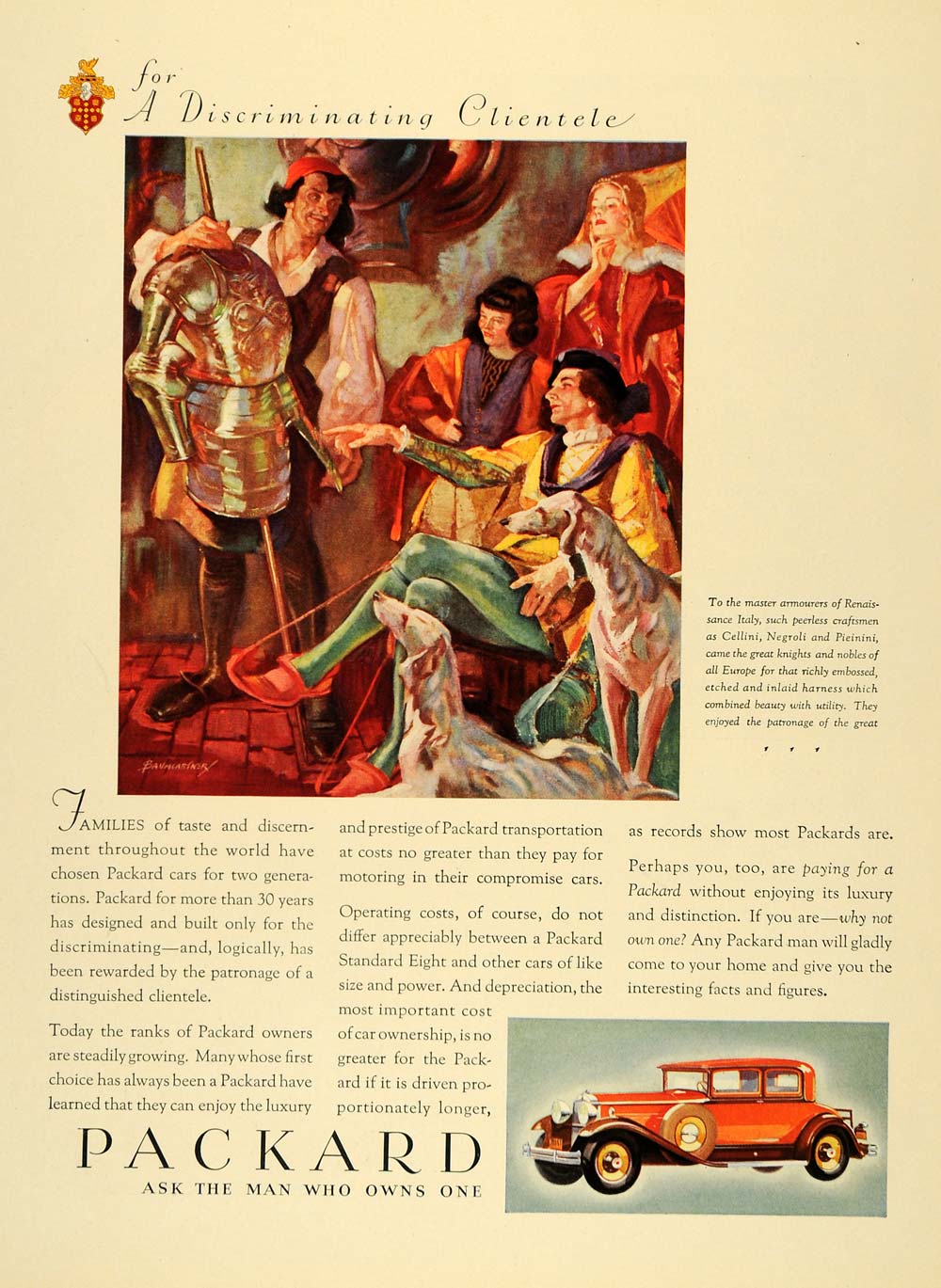1931 Ad Packard Baumgartner Cellini Negroli Pieinini - ORIGINAL ADVERTISING F1A