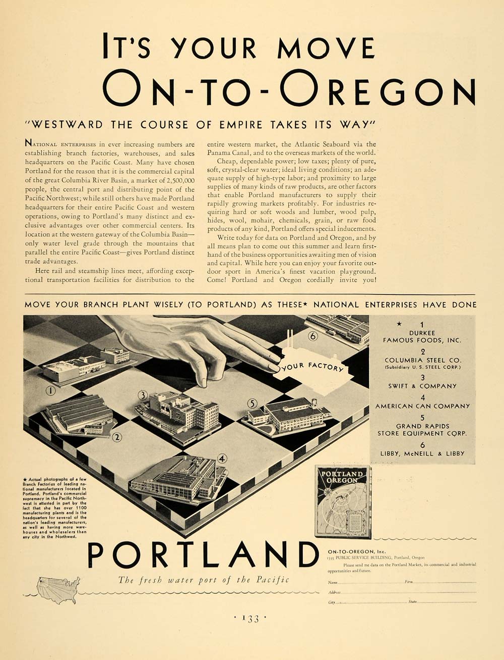 1931 Ad Portland Oregon Factory Plant Commercial Market - ORIGINAL F1A