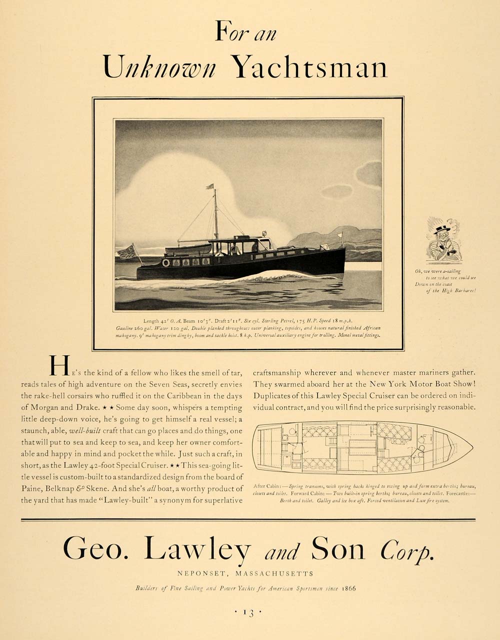1931 Ad Yachtsman Sterling Petrel Geo Lawley Boat Yacht - ORIGINAL F1A