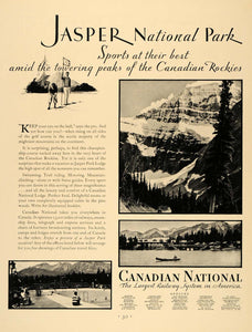 1931 Ad Canadian National Railway Jasper Park Rockies - ORIGINAL ADVERTISING F1A