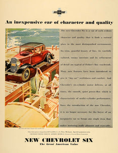 1931 Ad Antique Chevrolet 6 Sport Coupe Fishing Waples - ORIGINAL F1A