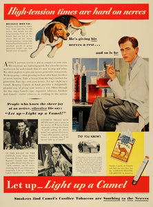 1938 Ad Camel Cigarettes Beagle Hound Leila Denis Smoke - ORIGINAL F1A