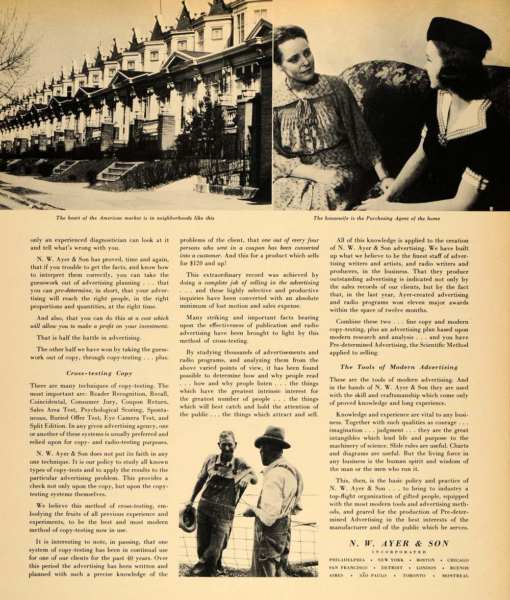 1938 Ad N.W. Ayer Son Advertising Agency Copy Farmers - ORIGINAL ADVERTISING F1A