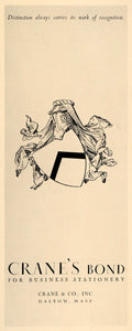 1931 Ad Crane's Bond Shield Armor Illustration Dalton - ORIGINAL ADVERTISING F1A