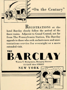 1931 Ad Barclay Hotel Pennsylvania Station Century Trip - ORIGINAL F1A