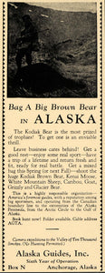 1931 Ad Alaska Guides Kodiak Brown Bear Hunting Hunter - ORIGINAL F1A