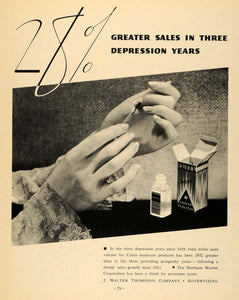 1933 Ad Cutex Liquid Nail Polish Walter Thompson Warren - ORIGINAL F2A