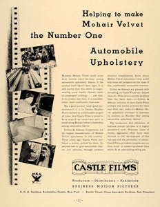 1933 Ad Castle Films Mohair Velvet Collin Aikman Motion - ORIGINAL F2A