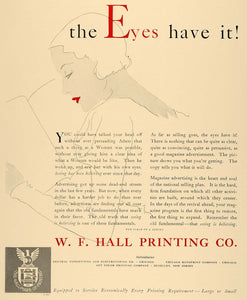 1933 Ad WF Hall Printing Typesetting Art Deco Woman - ORIGINAL ADVERTISING F2A