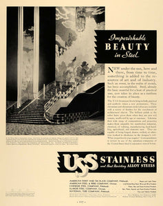 1933 Ad USS Stainless Alloy Steels Rockefeller Center - ORIGINAL ADVERTISING F2A