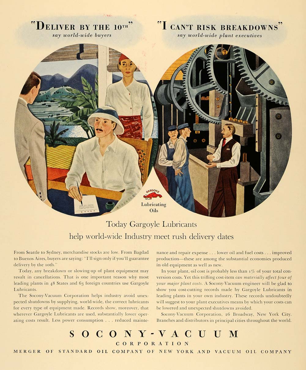 1933 Ad Socony Vacuum Gargoyle Lubricants Oils Atherton - ORIGINAL F2A