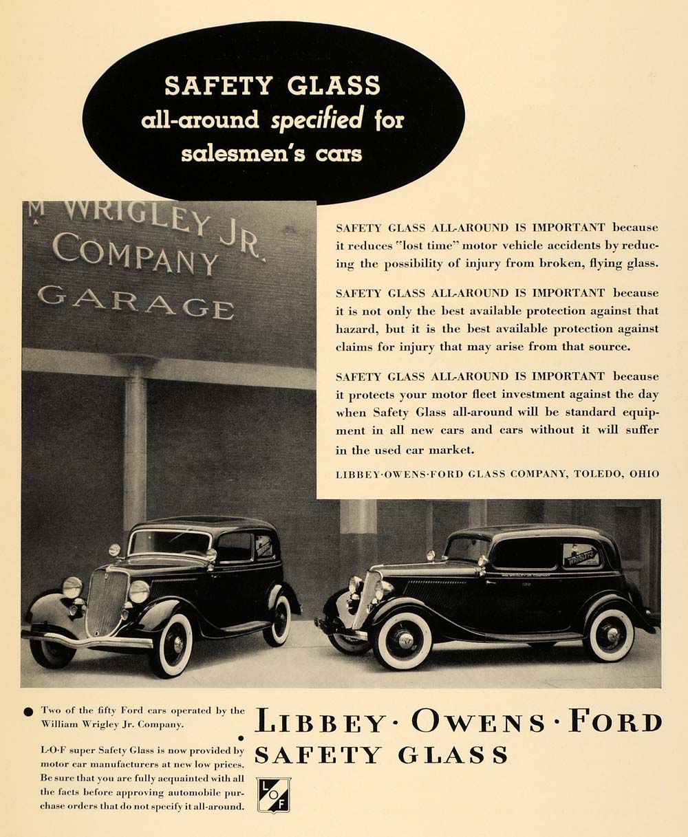 1933 Ad Liberty Owens Ford Safety Glass William Wrigley - ORIGINAL F2A
