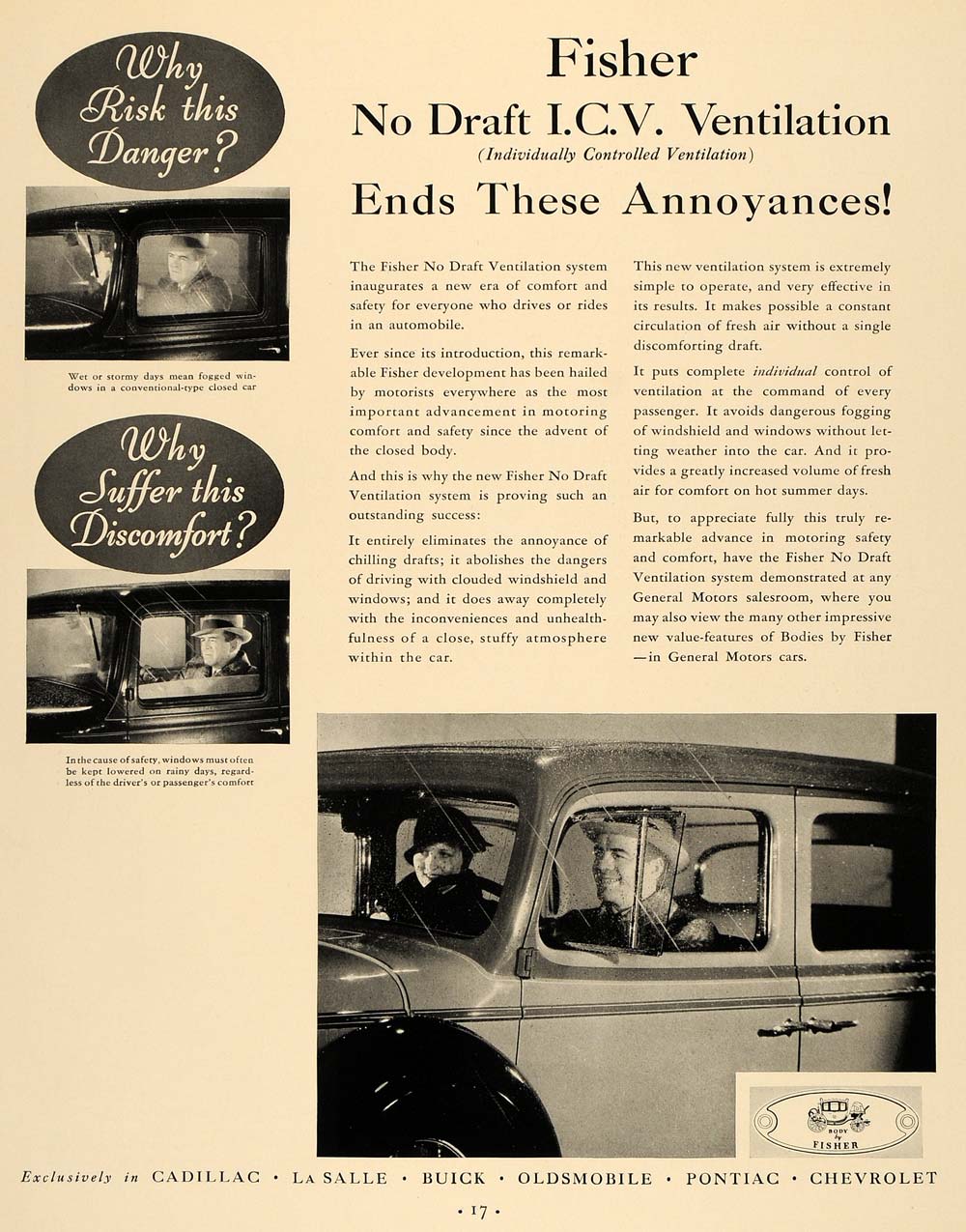 1933 Ad Fisher Automobile Body No Draft Ventilation - ORIGINAL ADVERTISING F2A
