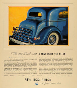 1933 Ad General Motor Buick Automobile Fisher Body Blue - ORIGINAL F2A