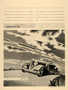 1933 Ad Chrysler Imperial Six Eight Convertible Vehicle - ORIGINAL F2A