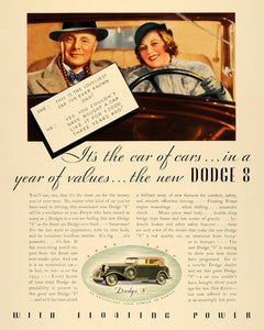 1933 Ad Dodge 8 Vehicle Floating Power Father Daughter - ORIGINAL F2A