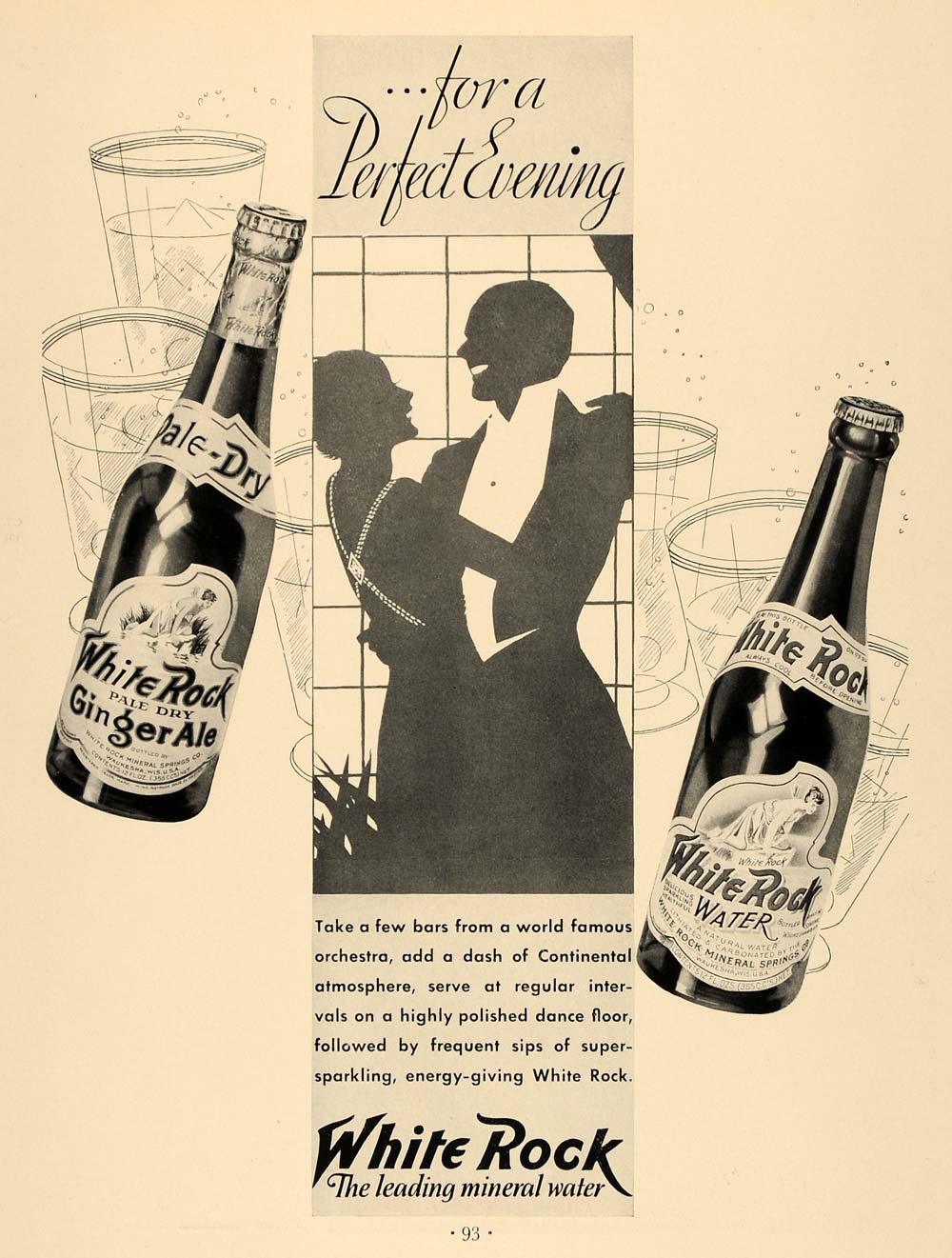 1933 Ad White Rock Mineral Water Ginger Ale Dance Party - ORIGINAL F2A